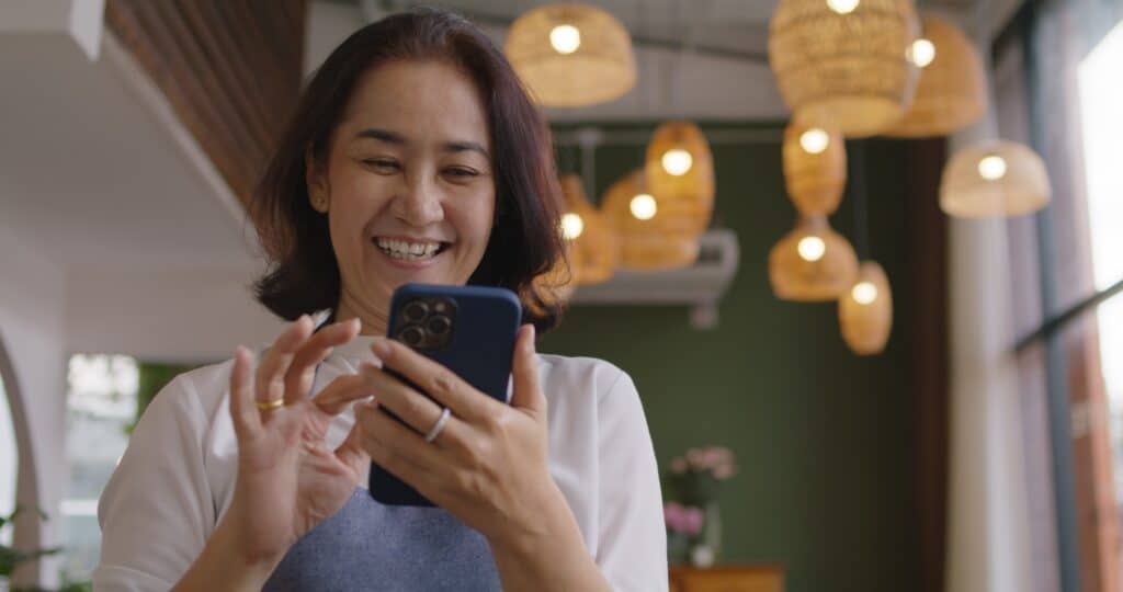 Woman looking at her phone